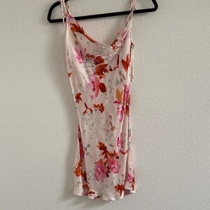 Zara Floral Slip Dress with Pink and Orange Accents